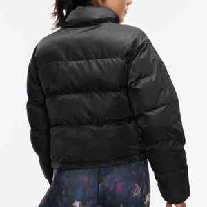 2026 Winter New Design Zipper <b>Crop</b> Top Loose Casual Solid Color Long Sleeve Padded Coats for Woman - Product Image 6