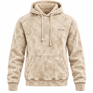 Sweat-shirt à capuche unisexe de haute qualité avec logo personnalisé, effet délavé, manches classiques, poche kangourou, décontracté, 100% coton, coupe ample - Product Image 2