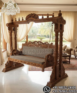 Columpio Jhoola Desmontable, Elegante, Vintage, Negro Antiguo, de Madera de Teca Premium, Hecho a Mano, Decoración India para el Hogar - Product Image 3