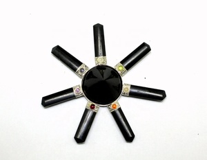 Générateur d'énergie à 7 points en cristal de tourmaline noire avec pierres de chakra cristal de guérison Reiki cristal de pierre précieuse hexagonale Noël - Product Image 1