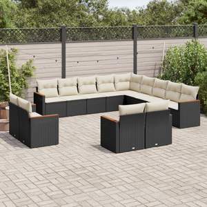 Conjunto de Sofás Modulares Grandes de Ratán Sintético Negro para Jardín - Product Image 1