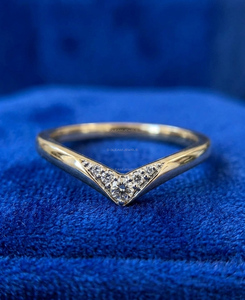 14K Gold V Diamond <b>Stacking</b> Band Chevron Wedding <b>Ring</b> Minimalist Lab Diamond V Shape Bridal Stackable Engagement Luxury Jewelry - Product Image 1