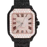 Montre mécanique automatique de luxe Hip Hop, nouvelle montre pour homme en argent noir classique avec diamants Moissanite VVS, taille brillant ronde VS1