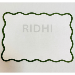 Manteles Individuales de Lino Blancos y Verdes al por Mayor, Manteles con Borde Festoneado, Manteles Ecológicos de Lino, Manteles Personalizados para Mesa de Comedor - Product Image 2