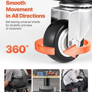 Rolling <b>Workshop</b> Seat with Tool Tray Mechanic <b>Stool</b> Featuring Convenient Movement and Storage - Product Image 4