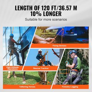 Corda in Poliestere a Doppia Torsione a 48 Fili, Resistenza alla Trazione 8000 LBS, 1/2 Pollice, 120 Piedi, Corda Multiuso per Esterni per Arboristi e Alpinisti - Product Image 2