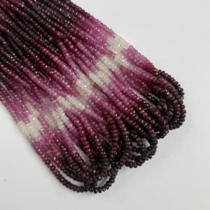 ลูกปัดทับทิมธรรมชาติทรงรอนเดลเหลี่ยมเพชรพลอยไล่เฉดสีขนาด 3-4 มม. ลูกปัดพลอยทับทิมไล่เฉดสีสำหรับทำเครื่องประดับ - Product Image 2