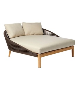 Contemporary Outdoor Rattan Daybed with Beige Cushions for Garden Sofa, Villa, Park Use - Para - Product Image 1