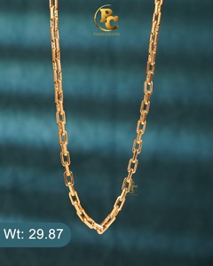 Collier chaîne classique en or massif 22 carats Paris pour homme et femme, bijoux fins pour tous les jours, cadeau de mariage ou de fête - Product Image 2