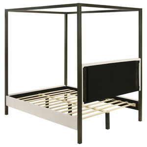 Cama con Dosel Mellie Queen en Color Vainilla, Cama con Dosel Tapizada - Product Image 6