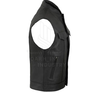 Gilet en cuir véritable pour homme, durable, respirant, service OEM, sans manches, multi-poches, vêtements de travail d'extérieur - Product Image 2