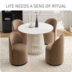 Set di 1 Sedia da Pranzo in Velluto Stile Mid-Century Moderno, Girevole a 360 Gradi, Imbottita e Confortevole per Cucina e Sala da Pranzo - Product Image 5