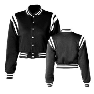 Veste de baseball courte pour femme, style streetwear professionnel, design de haute qualité, motif uni, vente en gros, prix raisonnable, style décontracté - Product Image 1