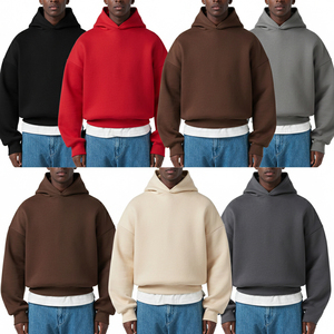 Sweat à capuche personnalisé en molleton bouclette de haute qualité, poids lourd 450 g/m², coupe décontractée avec épaules tombantes, fabricant de sweats à capuche coupe ample 500 g/m², style pull court - Product Image 2
