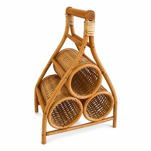 Wooden wine rack top choice <b>spirit</b> bottles storage racks boho style rattan bottle holder shelf - Product Image 2