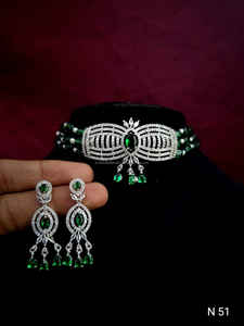 Ensemble de bijoux de mariée en diamant américain classique Collier et boucles d'oreilles en deux pièces pour mariage Style classique à la mode - Product Image 3