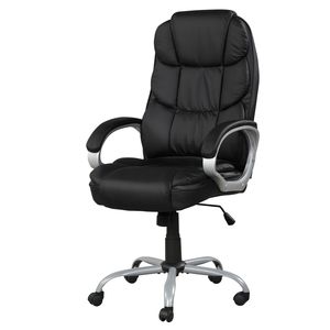 Sedia da Ufficio Girevole in Ecopelle Nera/Cromata con Braccioli Imbottiti, Altezza Regolabile per Lavoro al Computer - Product Image 2