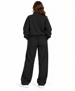 Conjunto de dos piezas de sudadera con cremallera de un cuarto y pantalón para mujer, abrigo de manga larga y pantalones cortos, ropa casual de yoga para invierno - Product Image 2