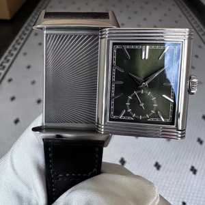 A Factory Dark Green Dial <b>Rectangular</b> Mechanical <b>Watch</b> with Stainless Steel Leather Strap Vintage Business Men's Wristwatch - Product Image 3