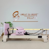 Mesa de Pilates Reformer Profesional Compacta Telescópica 2026 de Madera de Arce Blanca Clásica con Caja de Sentado para Ejercicios en Casa