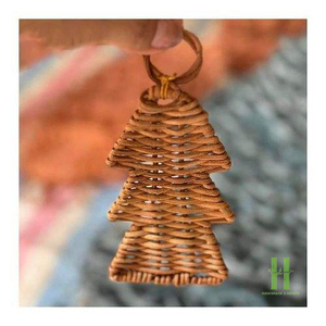 BEST SELLING Handwoven Natural Rattan Christmas Tree Ornament Rustic Holiday Hanging Decoration for Home & Christmas Decor - Product Image 3