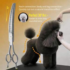 Ciseaux de toilettage professionnels 3D courbés pour chiens, ciseaux de barbier pour droitiers, 7 pouces, ciseaux à effiler pour animaux de compagnie, 28 dents - Product Image 4