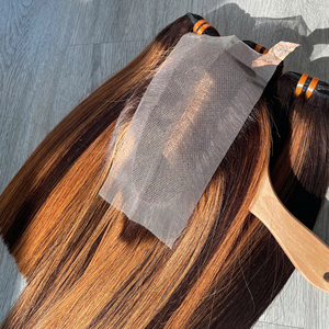 Extensions de cheveux 100% naturels vierges vietnamiens, tissage en dentelle, lisses comme des baguettes, couleur café piano, super double drawn, prix de gros - Product Image 2