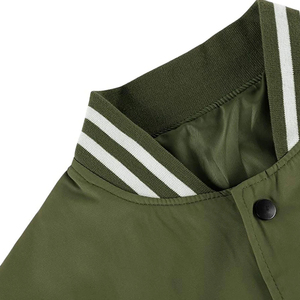 Men's College Varsity <b>Jackets</b> Custom Front Stand Canvas High Street Style Breathable <b>Fleece</b> <b>Lining</b> Wholesale Plain Letterman - Product Image 4