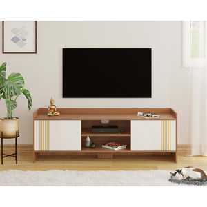 Meuble TV moderne Charley de la gamme Premyrr en noyer et couleur givrée - Product Image 5