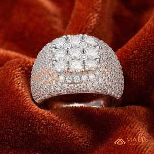 925 <b>Silver</b> Iced Out Round Cut Moissanite <b>Ring</b> for <b>Men</b> Hip Hop Cluster Flower <b>Ring</b> Luxury Statement Jewelry Gift - Product Image 1