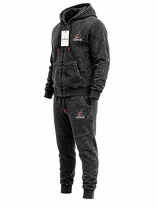 <b>Men</b> Acid Wash <b>Hoodie</b> and Jogger Tracksuit Set Relaxed Fit Vintage Style Sweat Suit for Fitness <b>Running</b> Casual Street Fashion - Product Image 5