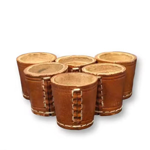 handmade leather <b>dice</b> cup in brown colour for <b>dice</b> games Handmade Embossed Custom logo - Product Image 6