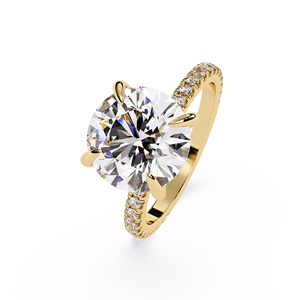 Anillos de lujo con halo oculto, oro sólido de 14K, diamantes cultivados en laboratorio con corte redondo certificados por IGI, anillos de compromiso de 1.50ct-5.50ct, anillos solitarios. - Product Image 4