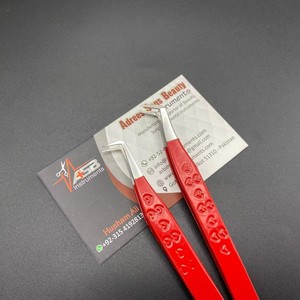 Pinzas para Pestañas con Diseño de Corazón Rojo, Punta de Precisión de Acero Inoxidable de 65 Grados para Extensión de Pestañas, Pinzas para Pestañas con Logotipo Personalizado - Product Image 3