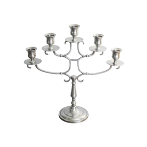Wholesale 5-Arms Silver Metal Candelabra Unique Polished Aluminum <b>Taper</b> <b>Candle</b> Holder For Wedding And Home Decor Centerpieces - Product Image 1