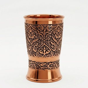 Copper Tumbler Handmade Embossed Drinking Glass Vintage Pattern Portable <b>Cup</b> for Home Party Wedding - Product Image 1