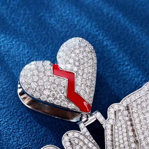Iced Out Moissanite Letter Name <b>Pendant</b> With Broken Heart Bail 925 <b>Silver</b> Luxury Hip Hop <b>Pendant</b> Custom <b>Initial</b> Letter <b>Pendant</b> - Product Image 3