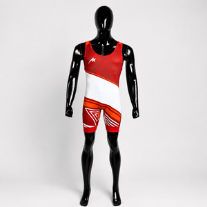 <b>Men</b> Red White <b>Wrestling</b> <b>Singlet</b> Heat-Transfer Printed Spandex Polyester Lightweight Waterproof Quick Dry Breathable Four-Way - Product Image 5