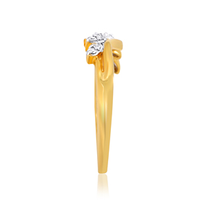 Bague incurvée en or jaune massif 14 carats, cluster de diamants marquise 0,30 carats, design élégant, alliance pour femme, bijoux fins - Product Image 4