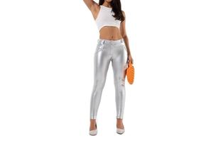 Sexy Look Venta caliente Cintura alta Estiramiento Tight Flaco Shaping Negro Faux Leather Leggings Pantalones Mujeres Exportación de BD - Product Image 5