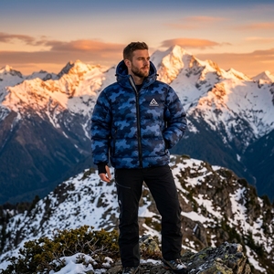 Veste matelassée à capuche bleue pour homme, manteau d'hiver chaud pour l'extérieur, veste légère matelassée ONE APEX - Product Image 5