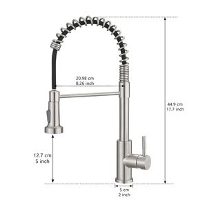 Rubinetto da Cucina Monocomando Estraibile con Doccetta a Molla, Finitura Nichel Spazzolato, in Acciaio Inossidabile - Product Image 5