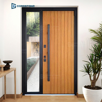 Porte d'entrée extérieure en bois massif, surface finie, étanche, sécurisée, design moderne pour villa, personnalisable, entrée principale CE/ISO