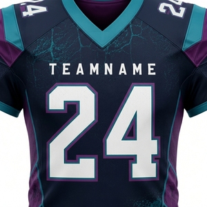 เสื้อฟุตบอลอเมริกันแบบขายส่งสั่งทำพิเศษ พิมพ์ลายแบบ Sublimation ผ้าโพลีเอสเตอร์ตาข่าย 100% แขนสั้น สกรีนชื่อทีมและหมายเลขได้ตามต้องการ สำหรับทุกเพศ - Product Image 5