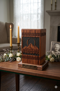 Wooden Urn <b>Keepsake</b> <b>Box</b> Memorial Cremation Urn Carved Remembrance Urn with Name Plate for Home Display - Product Image 1