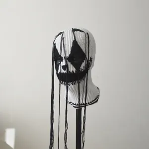 Custom Distressed Baddie Gangsta 3 Hole Crochet Ghost Ski Mask Creepy Clown Balaclava Knit Halloween Hat - Product Image 5