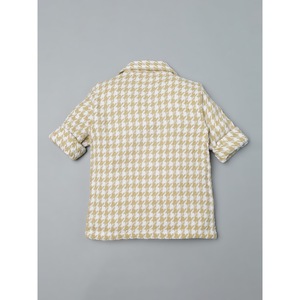 Chemise en coton décontractée pour garçons à carreaux beiges et blancs - Product Image 2