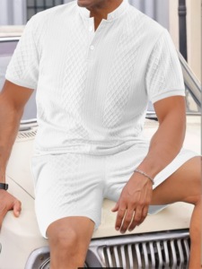 Conjunto de ropa informal moderna de verano para hombre, elegante combinación de camisa de manga corta y pantalones cortos, ligero y cómodo - Product Image 4