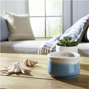 Bougie en céramique Ocean Breeze à double mèche, longue durée de combustion, finition émaillée durable, élégante décoration de maison de style côtier, option cadeau - Product Image 3