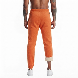 DROGEN EXPORT Men's Orange Fleece Lightweight Spring Drawstring <b>Linen</b>/Cotton Anti-Pilling Casual Warm Joggers Thermal Trousers - Product Image 2